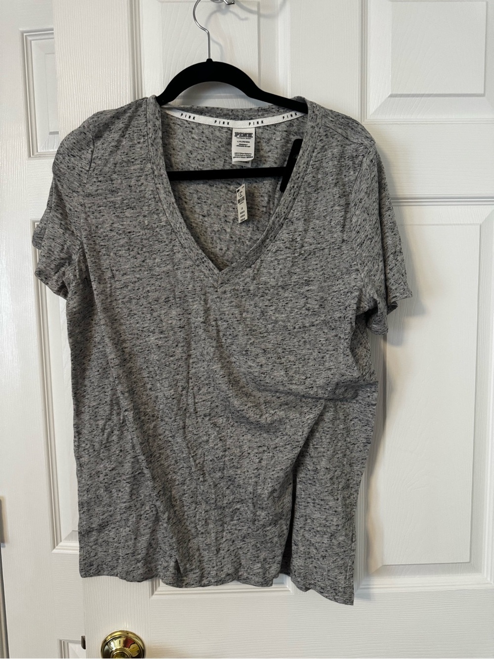 PINK Victoria's Secret Heather Gray V-Neck Pocket Tee